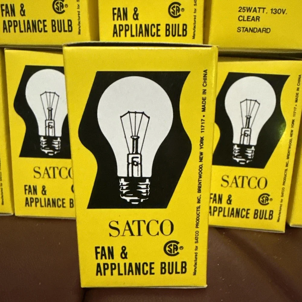 Lot Of(12) SATCO Fan Appliance Light Bulb S3814 Clear 25 Watt 130v Standard Base